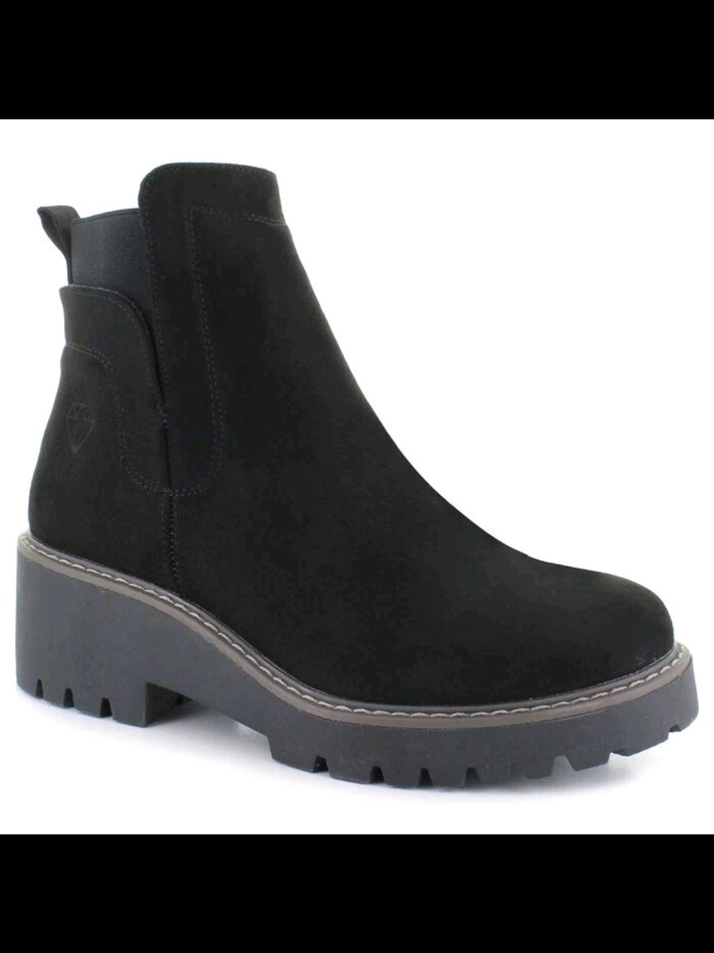 Rock & Candy Black Balck Lug Heel Chelsea Bootie